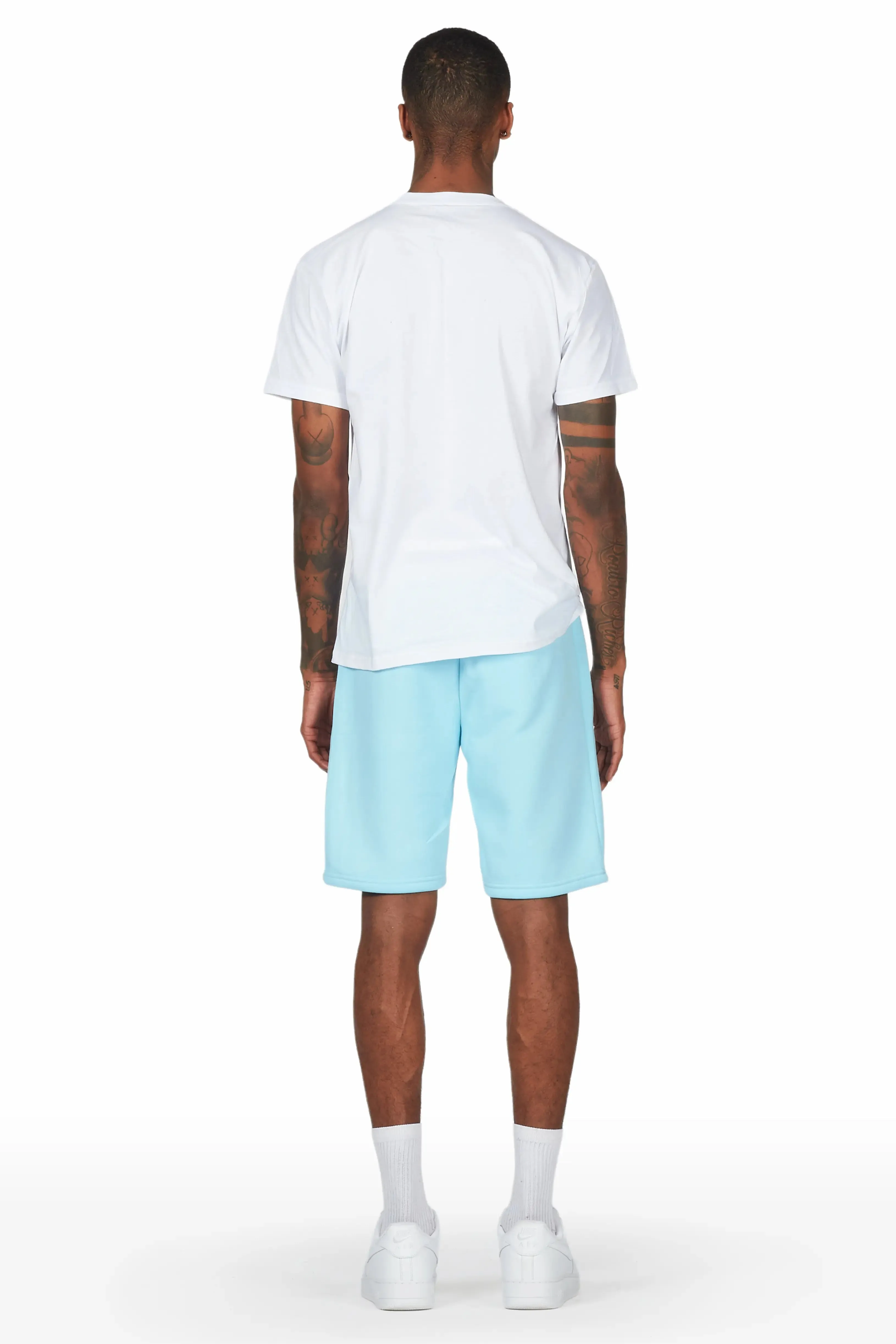 Sana White/Blue Short Set