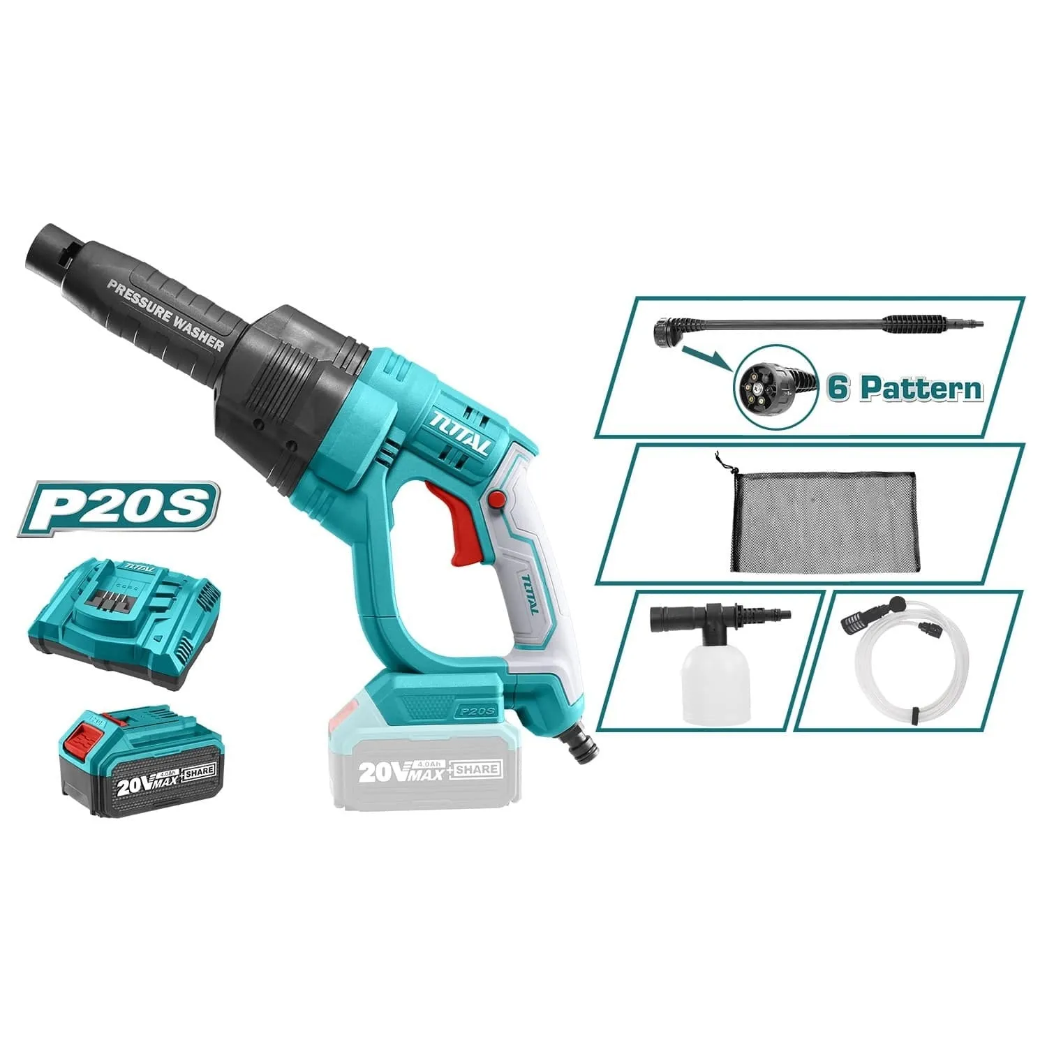 Total Lithium-Ion Pressure Washer 20V 24.8Bar TPWLI20084