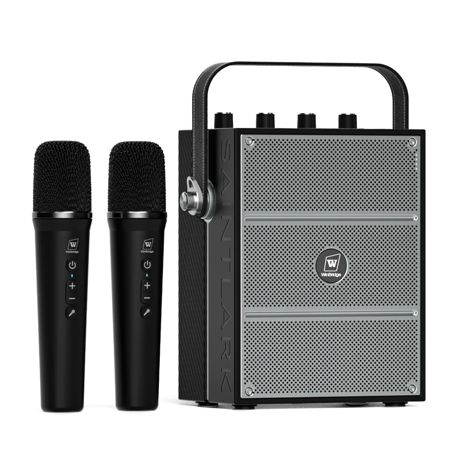 WinBridge S99 100W Powerful Wireless Voice Amplifier with Two Handheld  Microphones for Teachers,Portable PA System with Sound Effects, Karaoke Speaker and Mic System Support Guitar Play