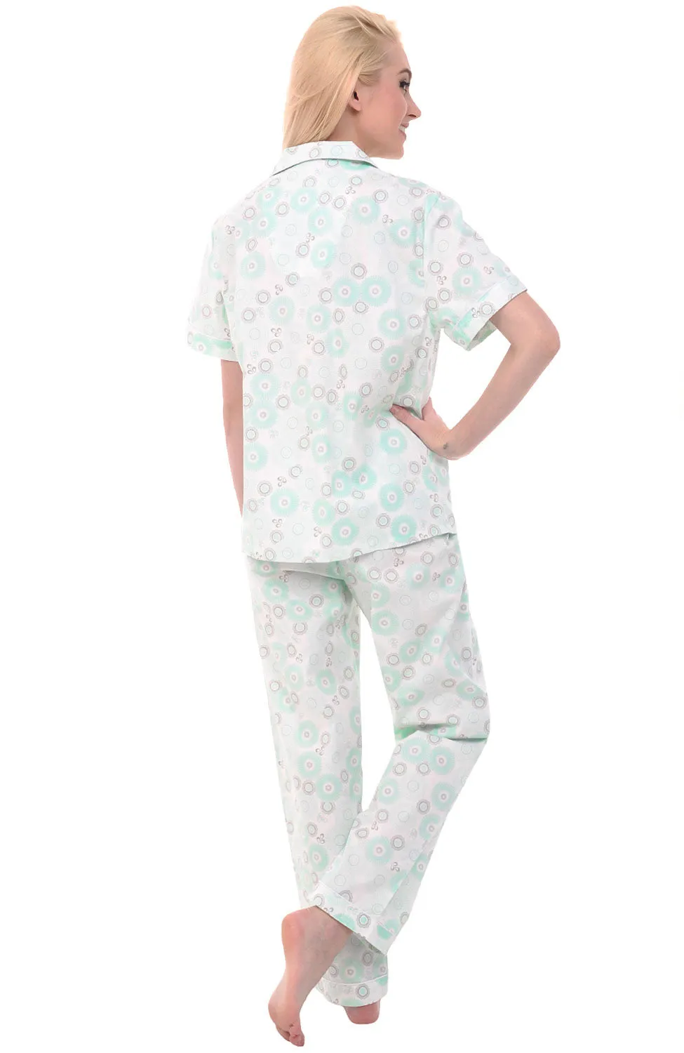Women's Lightweight Short Sleeve Cotton Pajama Set